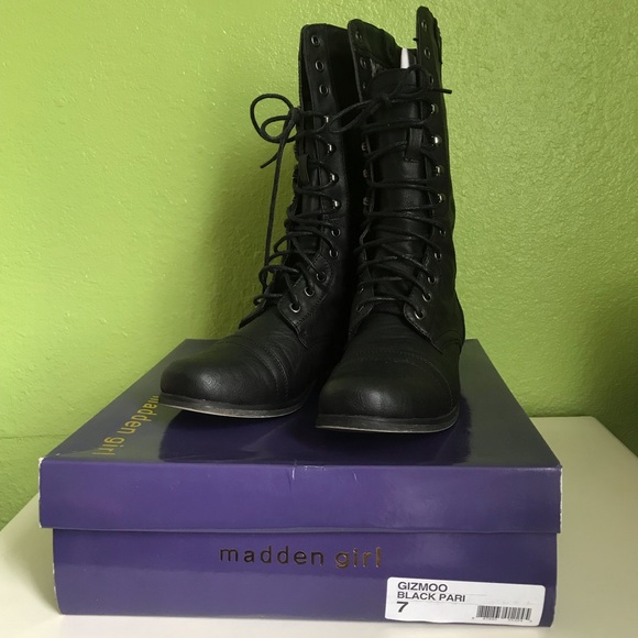 Madden Girl Shoes - Madden Girl Black Combat Boots